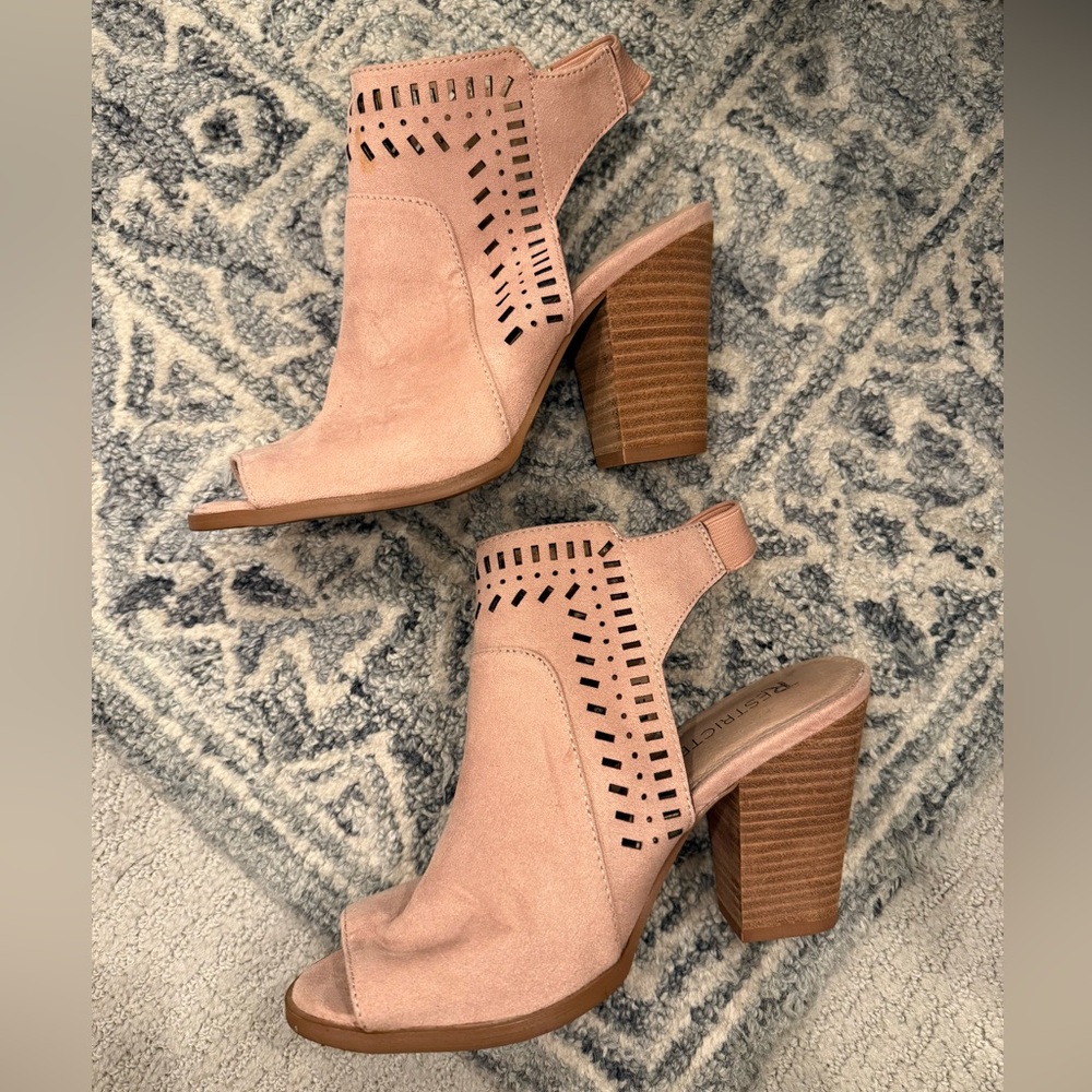 Restricted Blush Cut-Out Block Heels